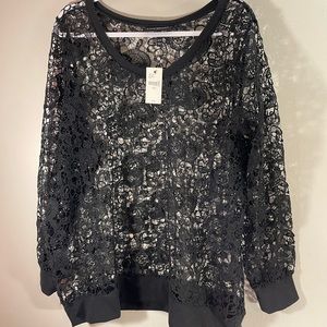 NWT Lane Bryant 18/20 Floral Lace See Through Top
